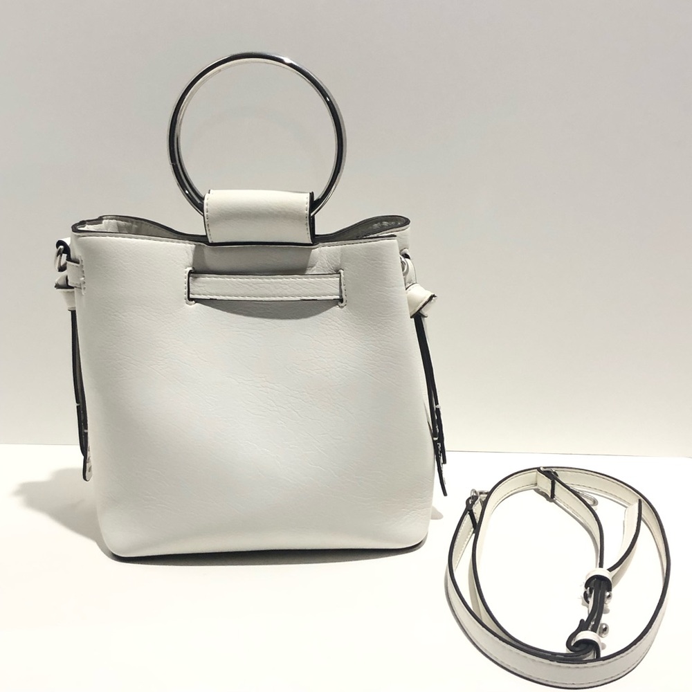 I.N.C. International Concepts White Ring Handle Bucket Bag Crossbody Purse - Picture 2 of 16